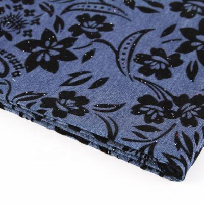 China Antistatic Poly Cotton Floral Print Textiles Dress Jeans Material Denim Jeans Fabric for sale