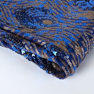 China Anti-static Chinese Embroidery Polyester Polyester Material Sequin Sequin Fabric For Dress for sale