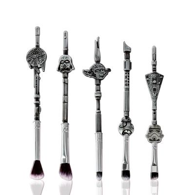 China Angular Blush Angular Blush Gold Metal Vintage 5pcs Star Wars Cool Makeup Brush Set High Quality Silver Anime Makeup Eye Gift Brush for sale