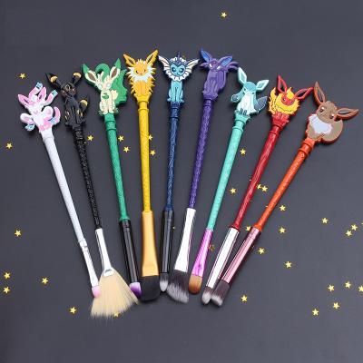 China Angular Blush Angular Blush Low Cute Pikachu Digimon Cartoon Anime Makeup Brush Eyeshadow Face Powder Set Brush Makeup Accessories 2021 Factory 9pcs MOQ for sale