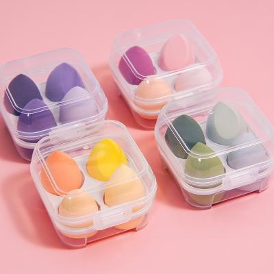 China Popular Soft Microfiber Facial Makeup Egg Non-latex Box Foundation Non-latex Beauty Blending Sponge 4PCS/Box for sale