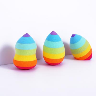 China Colorful Soft Rainbow Sponge Beauty Sponge Blender Rainbow Egg Shape Makeup Puff for sale