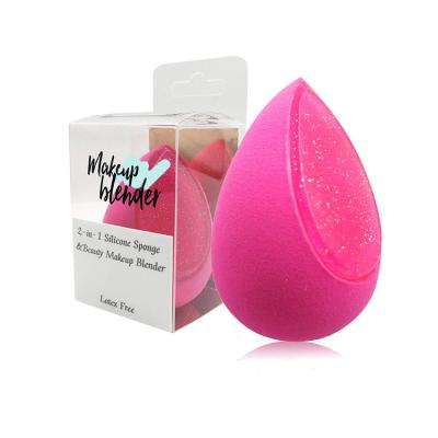 China Non-Latex Non-Latex Cosmetic Maker Transparent Washable 2 in 1 Water Drop Shape Silicone Makeup Sponge for sale