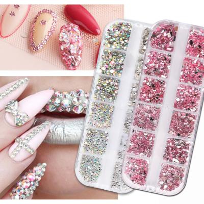 China Easy Apply New Designs Mixed Nail Art Decals Diamond Jewelry Nail Art Rhinestone Crystal Designs 3d Shinny Nail Decorations for sale