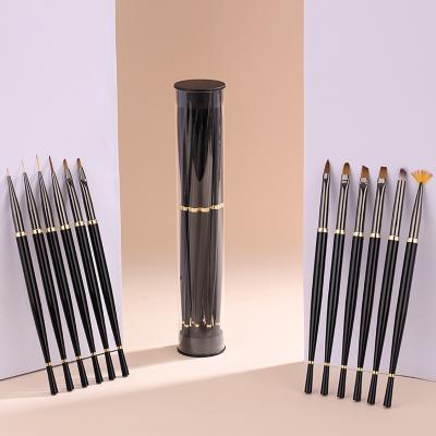 China NAIL Factory Customized 2021 Gel Nail Art Oval 3D Brush Pure Acrylic Nail Pen Set Painted Drawing Kolinsky Brush Set for sale