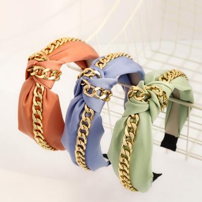 China 2021 New Arrival Vintage 6 Color Friendly Material Fabric Chain Bow Knotted Headbands / Headband For Women Hair Accessories for sale