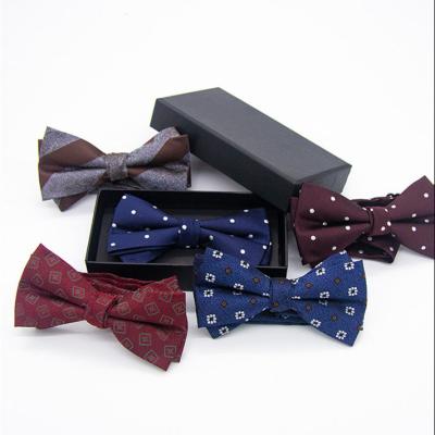 China Latest Adjustable Custom Design Tuxedo Bow Ties Box Set For Men Handmade Bowtie With High Quality Low Pre Tied Adjustable Price for sale