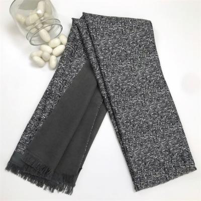 China Custom Soft Smooth Feeling Men's Scarves Cooling Silky Cooling Pattern Fashion Scarf Thin Scarves Gray Simple Bandana for sale