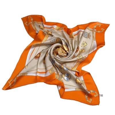 China 100% Silky Feeling Silk Scarves Printing Customs Designer Scarf Women Pure Square Silk Twill Fabric With Logo for sale