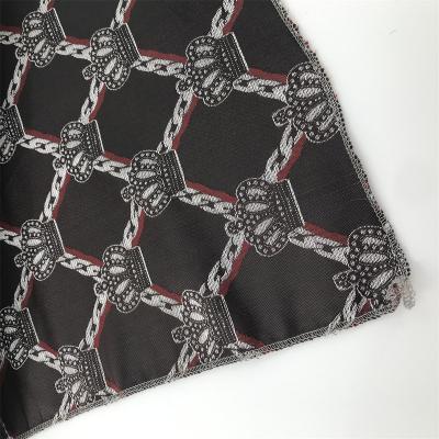 China Memory china factory seller yarn dyed luxury crown and chain design brand style jacquard fabric for garment for sale