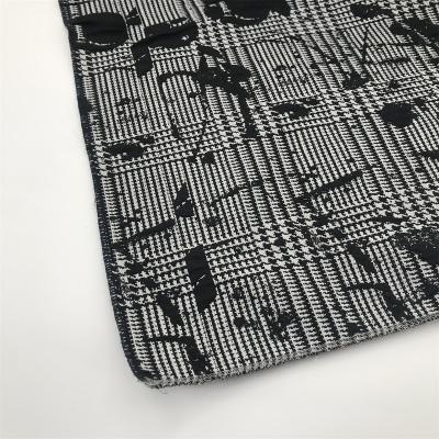 China Custom memory houndstooth design rose graffiti jacquard fabric for jacket sofa bag cloth fabric for sale