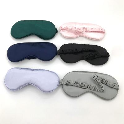 China Cheap Portable Luxury Adjustable Travel Sleep Bag Drawstring Private Label Satin Eye Mask Silky Feeling Sets for sale