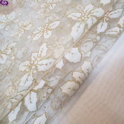 China Tear-resistant Christmas hot sale and style printed with bronzing100%poly organza fabric for sale