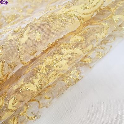 China Tear-resistant Christmas hot sale and style printed with bronzing100%poly organza fabric for sale