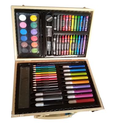 China 2022 Superior Children's Play Brush 68 Pieces Wooden Watercolor Oil Painting Stroke Pen Set Tool Gift Supplies for sale