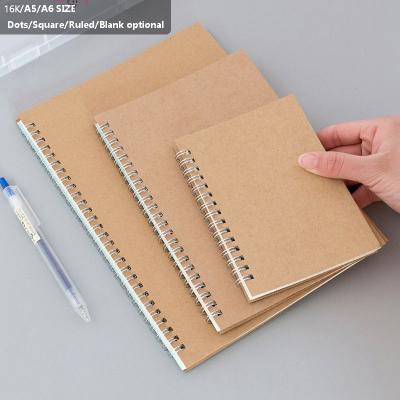 China 30% Eco-friendly Paper Off Cover 16K/A5/A6 Khaki Notebook Simple Daily Plain Paper Book Dot/Square/Neat/Blank 100 Sketch Coil Retro Cowhide Pages for sale