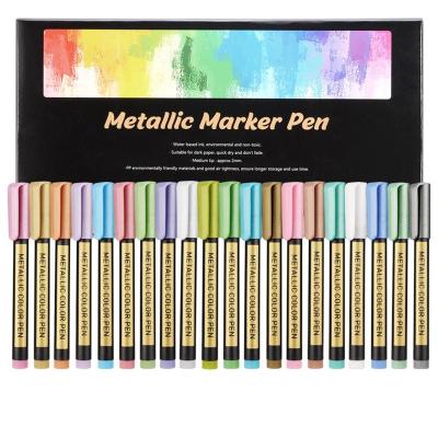 China Waterproof Metal Marker Pen Color Paint Pen Marker Diy Album Black Card Pen 10 Color Metal Ceramic Pen for sale