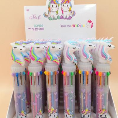 China Cute unicorn 10 colors kawaii escolar papelaria escolar bulky rollerball pen office ball pen school office supply gift stationery for sale