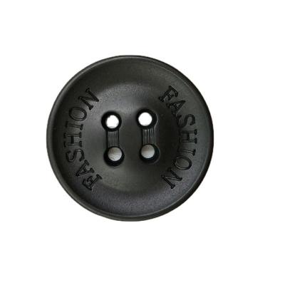 China Matt Laser Letters Fashion Buttons Resin Viable Running Black Casual Suit Resin Buttons for sale