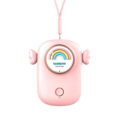 China Outdoor Summer Handheld Portable USB Rechargeable Battery Operated Mini Hanging Neck Fan With Power Bank for sale