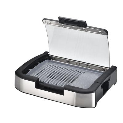 China Electric Oil Splatter Maibo New Grill with Glass Lid and Non-Stick Ceramic Grill and Griddle Pan, BBQ Grill for sale