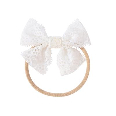 China White Bow Headband Newborn Hair Accessories Baby Kid Headband 3 Design Lace Hair Accessories for sale