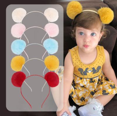 China Fashionable and beautiful children's soft sequins rabbit hair girl headband baby headband winter colorful circle hair accessories hair accessories for sale