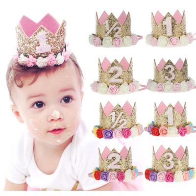 China Birthday Elastic Children's Crown Baby Hair Accessories Lace Girl's Eco-friendly Headband for sale