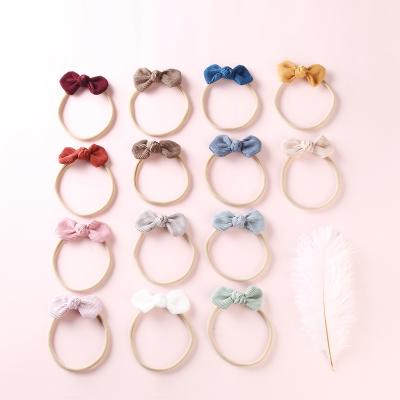 China Newborn Baby Hair Accessories Cute Headband Baby Headband Solid Color Solid Color Hair Band Bow Elastic Hair Accessories Baby Bow Headband for sale