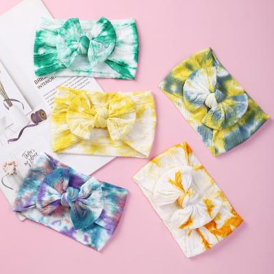 China Headwear Cute Elastic Bowknot Hairband Baby Hair Accessories Newborn Nylon Bow Headband for sale