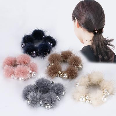 China Mink Fur Made Latest Hairband Designs Real Hair Accessories Baby Headband Girls Elastic Headband for sale