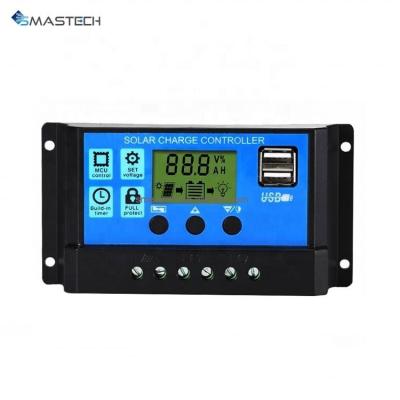 China Solar Controller Panel Battery Regulator 12V 24V Intelligent Charging Controller 10A 20A 30A USB Charger for sale