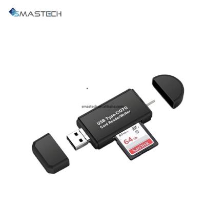 China ABS 3 in 1 3in1 Type Micro C Adapter SD/TF USB OTG Smart Mini Card Reader for Macbook PC Phone for sale