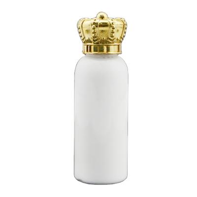 China 35ml hotel bathroom amenities bottle with gold crown lid for shampoo bath gel bath salts body lotion G2204B for sale