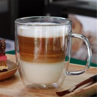 China Sustainable Hot Borosilicate Clear Heat Resistant Clear Wall Mounted Glass Espresso Double Coffee Cups for sale