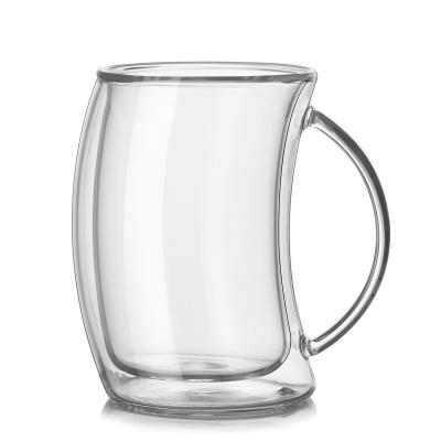 China Viable Custom Heat Resistant OEM Borosilicate Double Wall Glass Mug Tea Cup Wine Glass Mug for sale