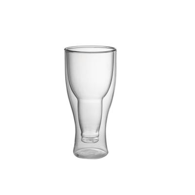 China Creative Wholesale Modern Irregular Shapes Beer Glass Mugs Double Wall Borosilicate Glass Cup Beer Mugs for sale