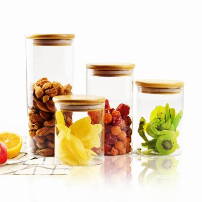 China Freshness Preservation 1200ML Eco-friendly Glass Jar For Food Borosilicate Glass Jar Set With Bamboo Lid for sale