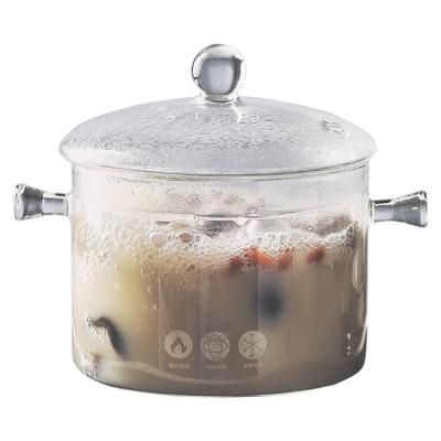 China 1.3L 1.5L Sustainable Home Borosilicate Cookware Kitchen Heat Resistant Heatproof Soup Cooking Tools Glass Jar With Lid for sale