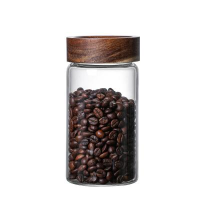 China Freshness Preservation Threaded Glass Sealing Jar Coffee Bean Jar Kitchen Food Storage Tank for sale