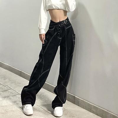 China Asymmetrical jeans colombianos slacks vintage jeans pants women waistband boyfriend jeans pants high rise QUICK DRY for sale