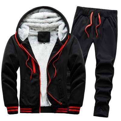 China Breathable Men Set Autumn Winter Fleece Thicken Sweatshirt Mens Tracksuit With Pants Brand Sportswear Man 2PCS Stand Collar Hoodie Jacket for sale