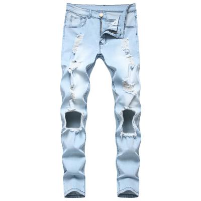 China New Style QUICK DRY Fashion Ripped Skinny Destroyed Slim Fit Jeans Pants For Men for sale