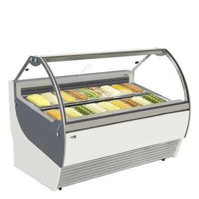 China Single-Temperature Chiller Ice Cream Gelato Ice Cream Display Showcase Batch Upright Freezer for sale