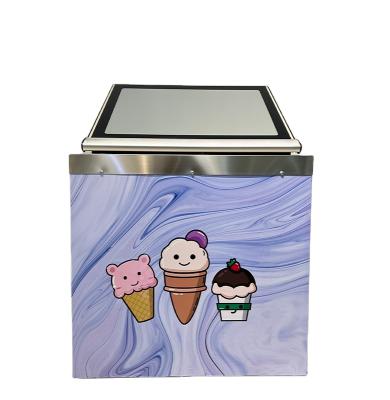 China Single-Temperature Mini Ice Cream Shop 3 Pans Table Top Ice Cream Display Freezer for sale