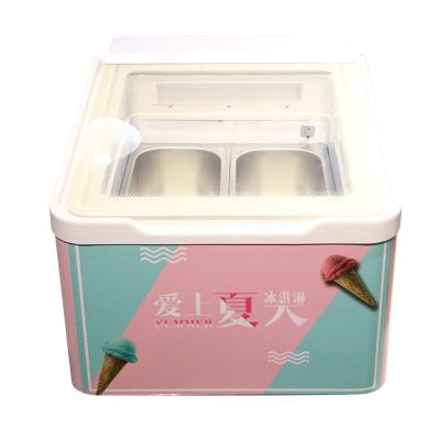 China Single-Temperature 2 Pans Gelato Tabletop Display Freezer Countertop Upright Ice Cream Gelato Showcase for sale