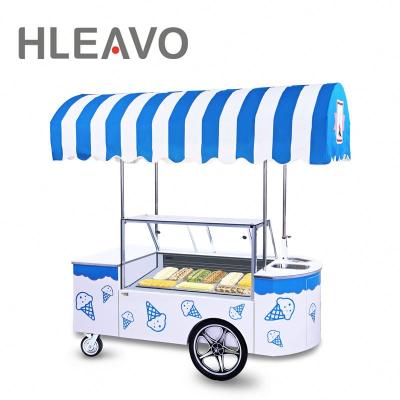 China Snack Factory Wholesale New Arrival Italian Qingdao Ice Cream Frozen Yogurt Cart With Wheel for sale