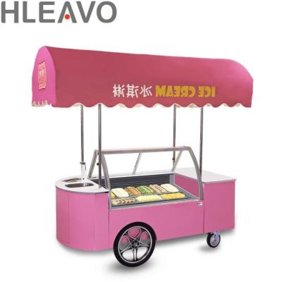 China Snack Factory Hand Push For Sale Mexican Style Ice Cream Vending Carts Gelato Display Freezer Selling Ice Cream Kiosk Showcase for sale