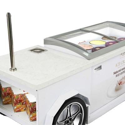 China Single-temperature Free Logo Customization Mobile Electric Ice Cream Dondurma Cabinet Cart for sale