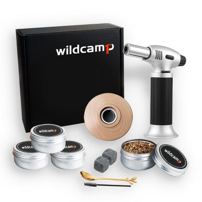 China Wildcamp Amazon Viable Cocktail Smoker Bourbon Whiskey Wooden Cocktail Smoker Kit with Torch Cherry Oak for sale